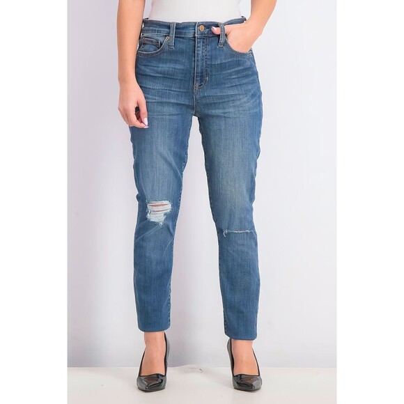 Gap Legging Skimmer Jeans Womens 4 27 Blue Distressed Raw Hem Stretch NEW - Picture 1 of 13